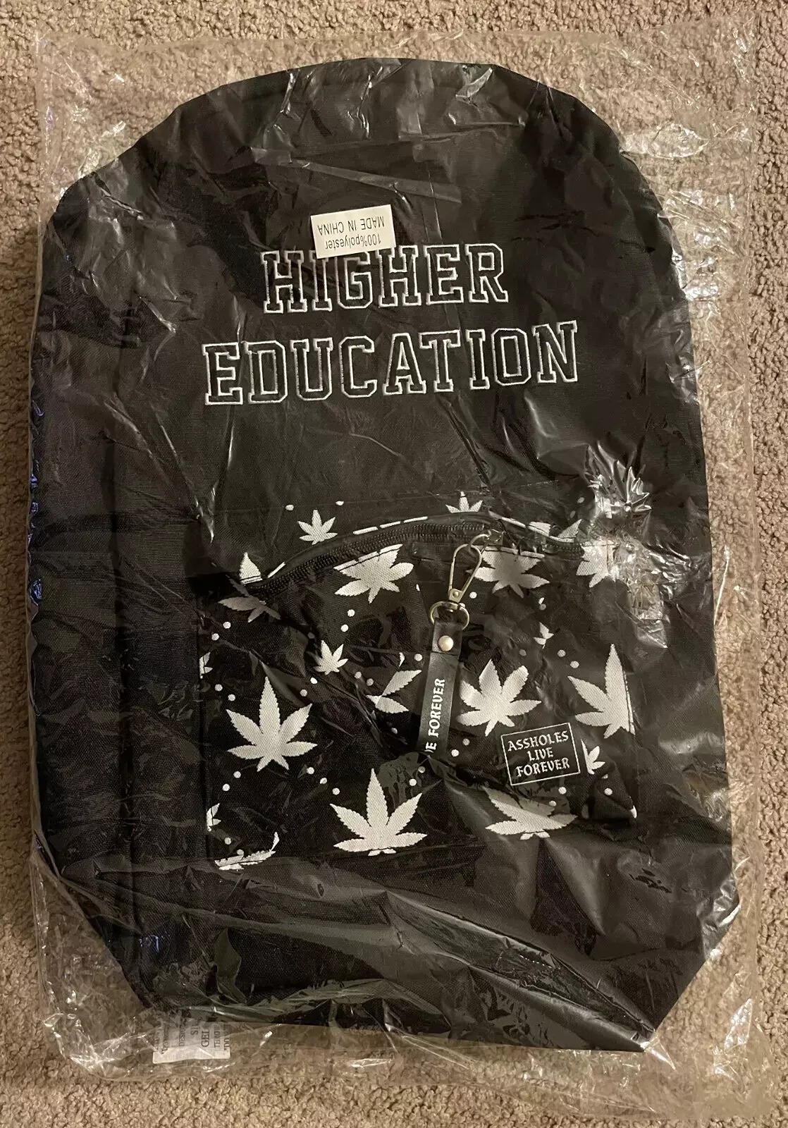 ASSH0LES LIVE FOREVER Higer Education Backpack Linda Finegold ALF