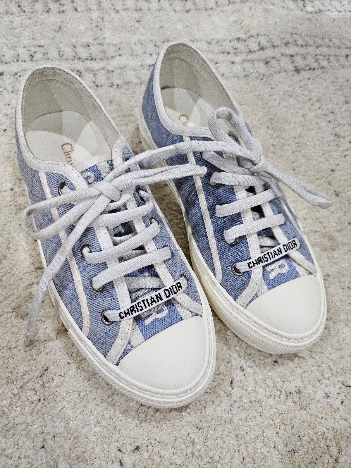 DIOR Denim Cannage Low Top Sneakers