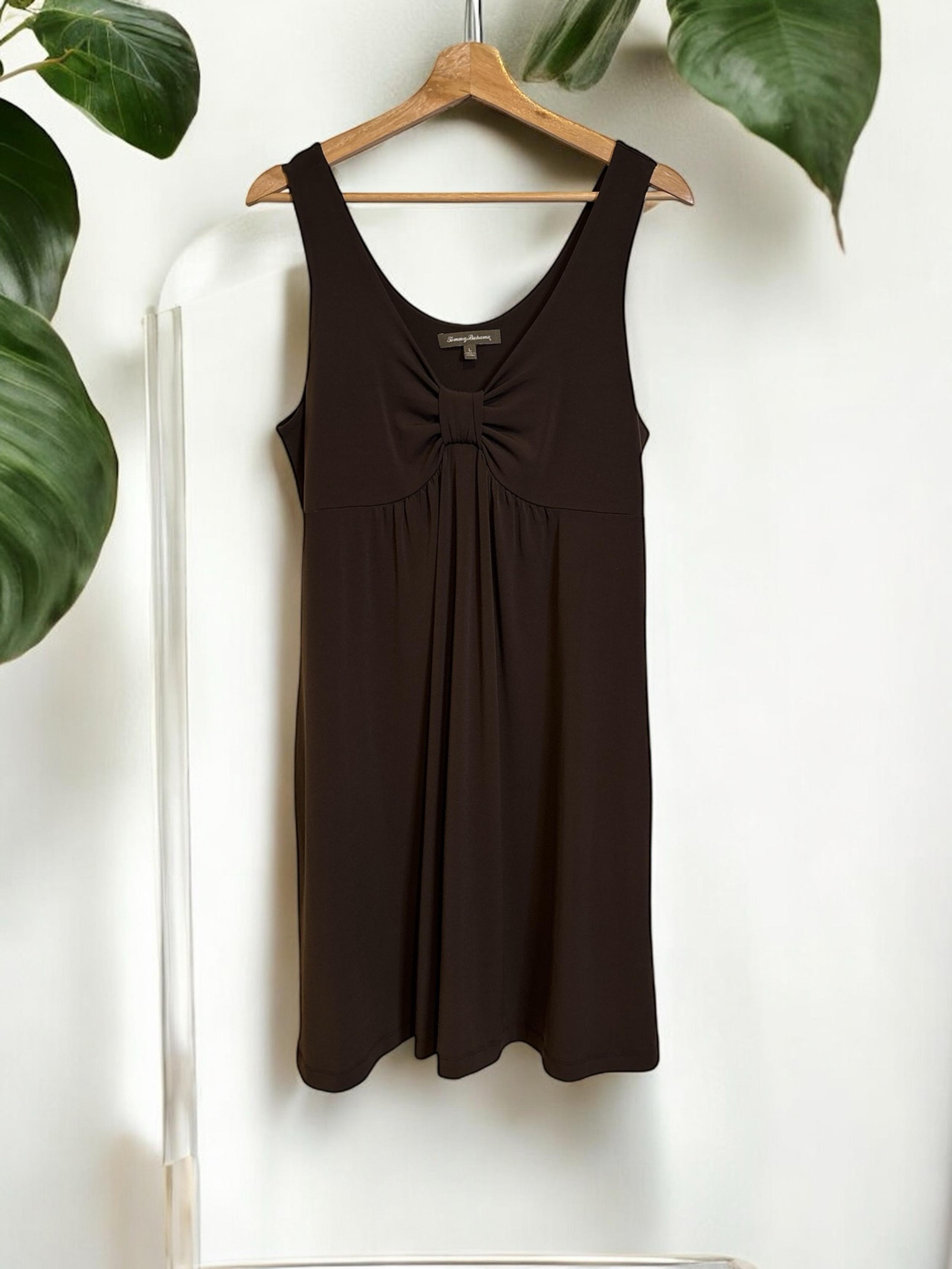 TOMMY BAHAMA Women’s Chocolate Brown Midi Tank Dress with Pockets Size Large