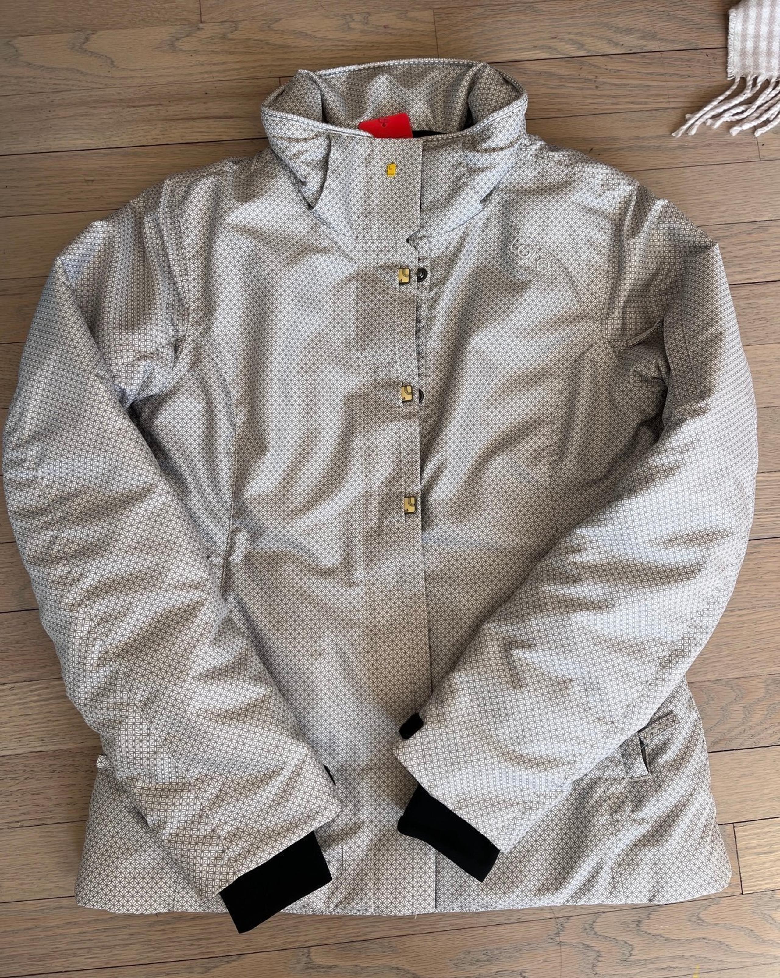 lole winter ski puffer warm jacket women’s small size 4 - 6 gray white zipper