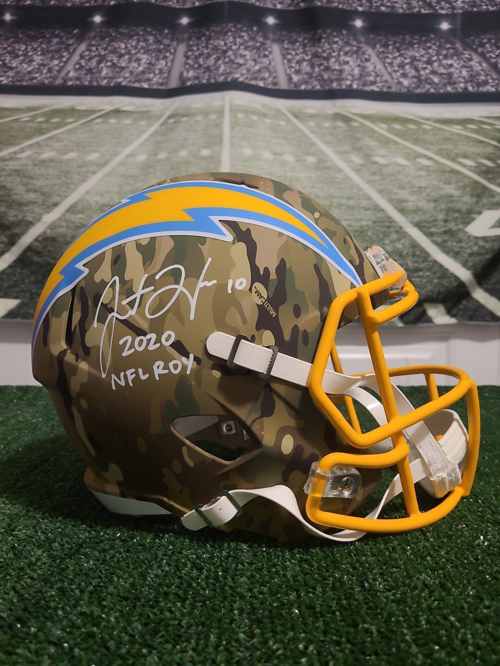 Justin Herbert Autographed Full-Size Replica Helmet