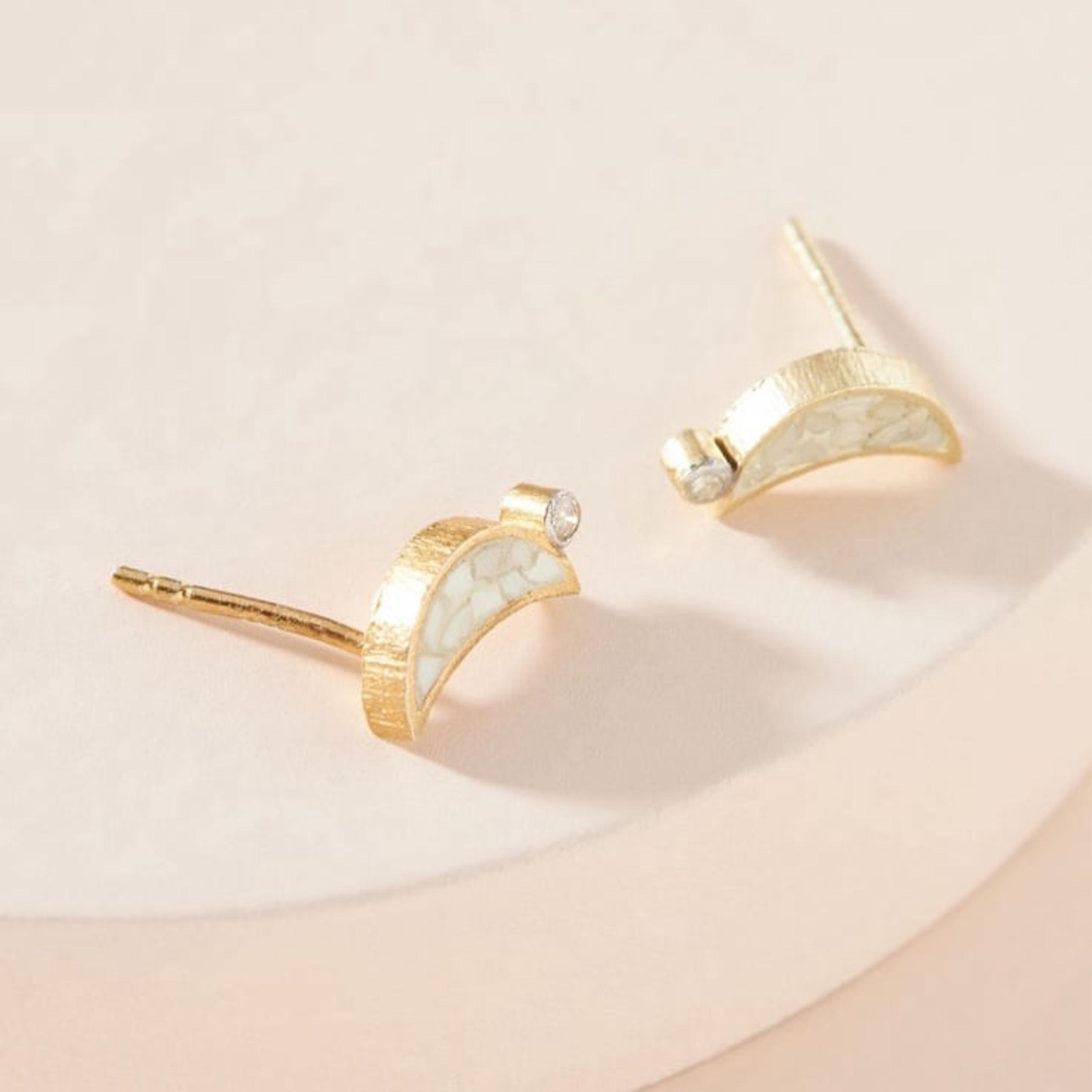 ANTHROPOLOGIE Deco Diamond Katherine Post Earrings, 18k gold-plated sterling
