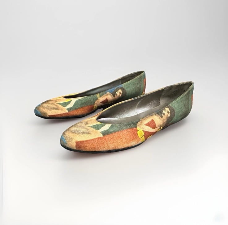 VTG Charles Jourdan Paris (France Made) Leather Art Flat Shoe 80’s 90’s Size 8AA