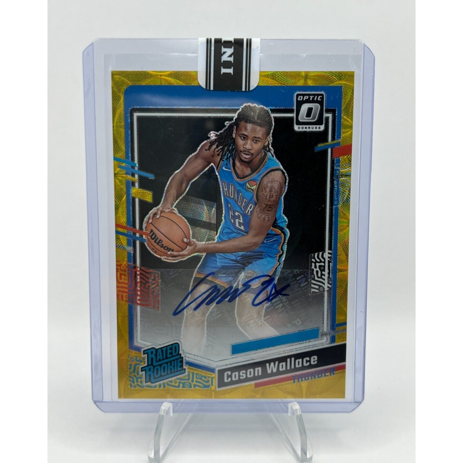 2023-24 Donruss Optic Cason Wallace Rookie RC Premium Box Auto Gold /7 #269