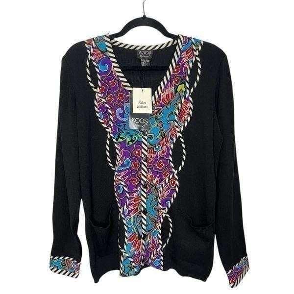 KOOS of Course Silk Button Cardigan Sweater Women’s Medium NEW