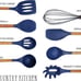 NEW Kitchen Non Stick Silicone Utensil Set with Rounded Wood Handles