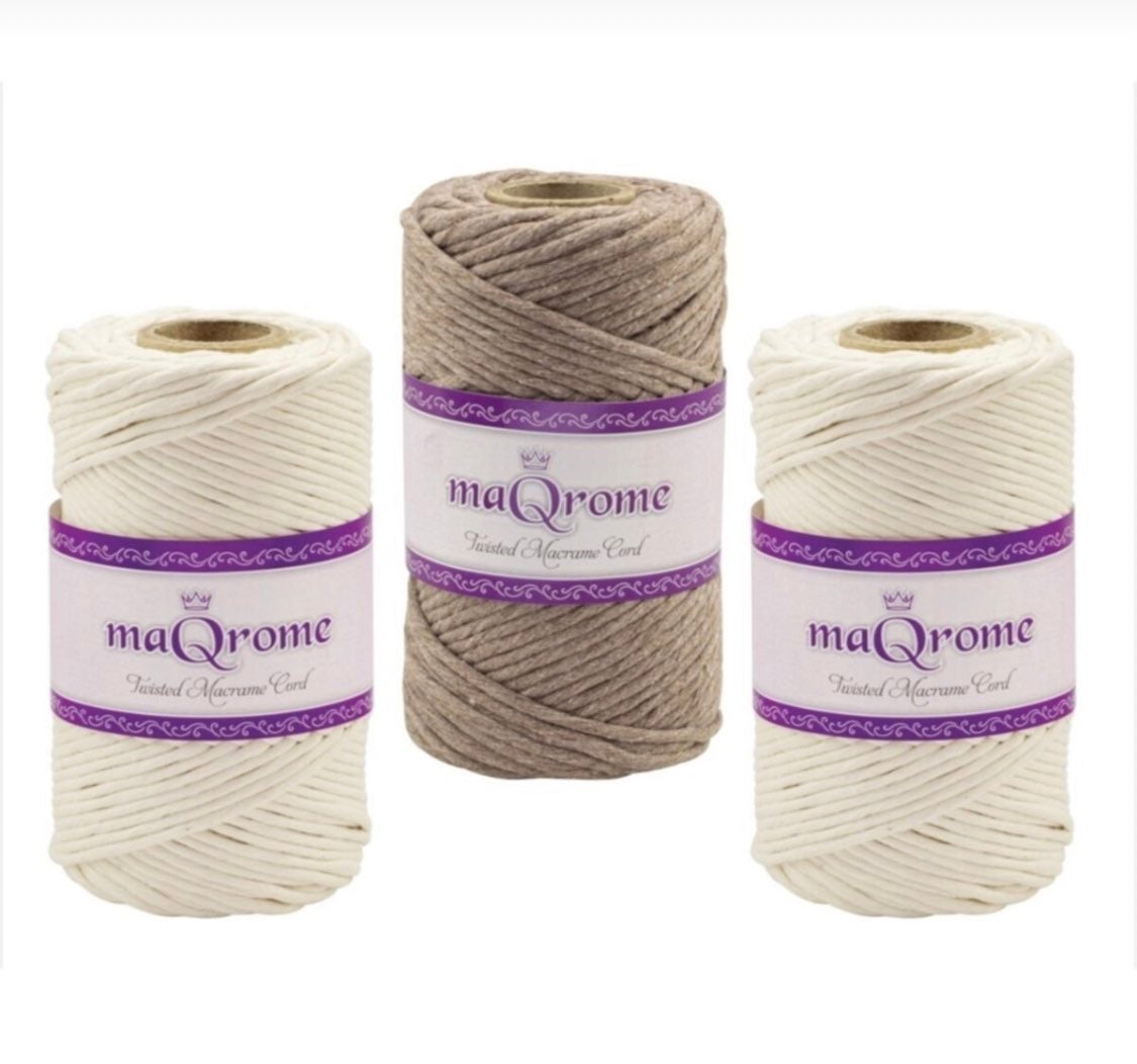 3 pack Macrame cotton cord multicolor