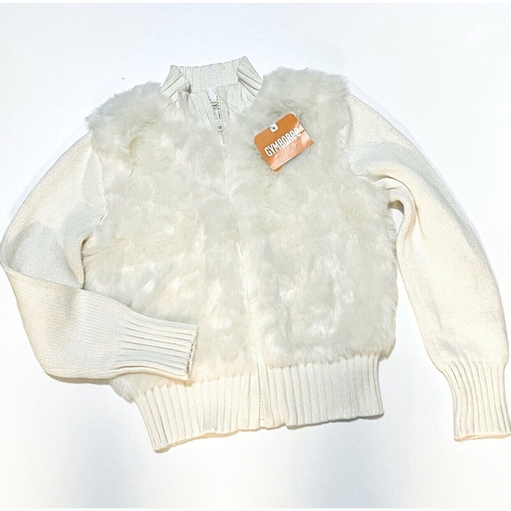 NEW Gymboree Sz S Faux Fur cream Sweater