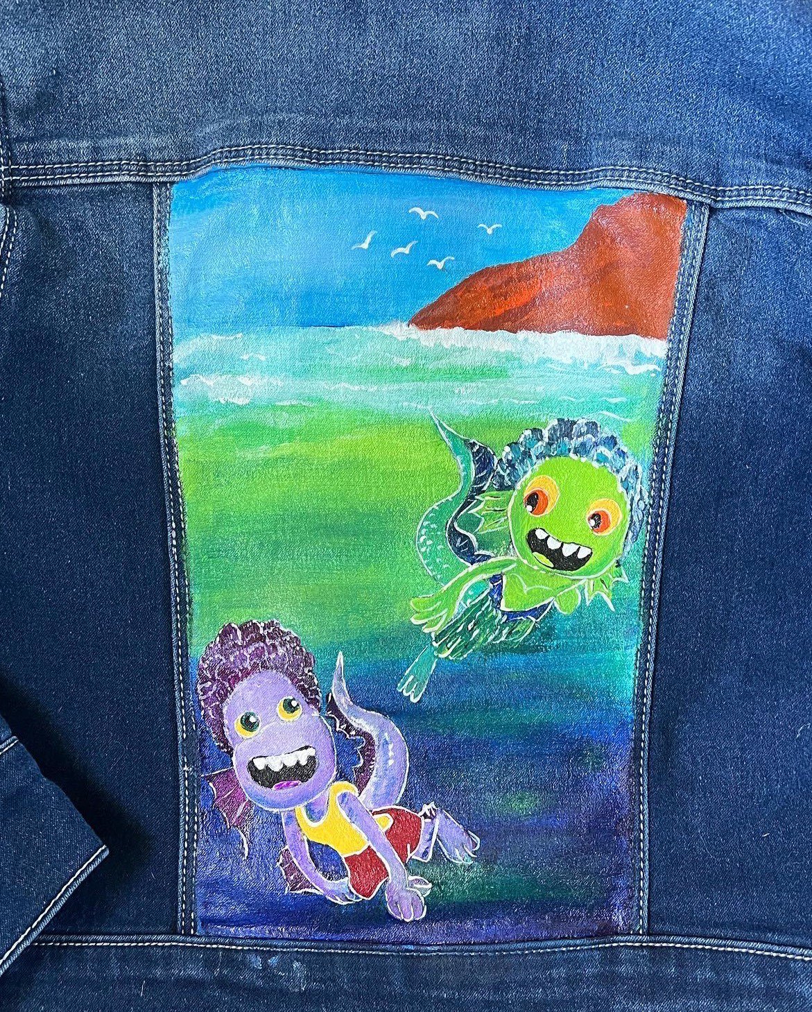 Disney's Luca, Hand-Painted Jean Jacket