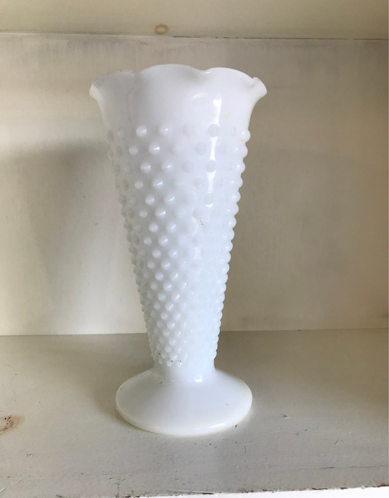 Vintage white vase with white spikes