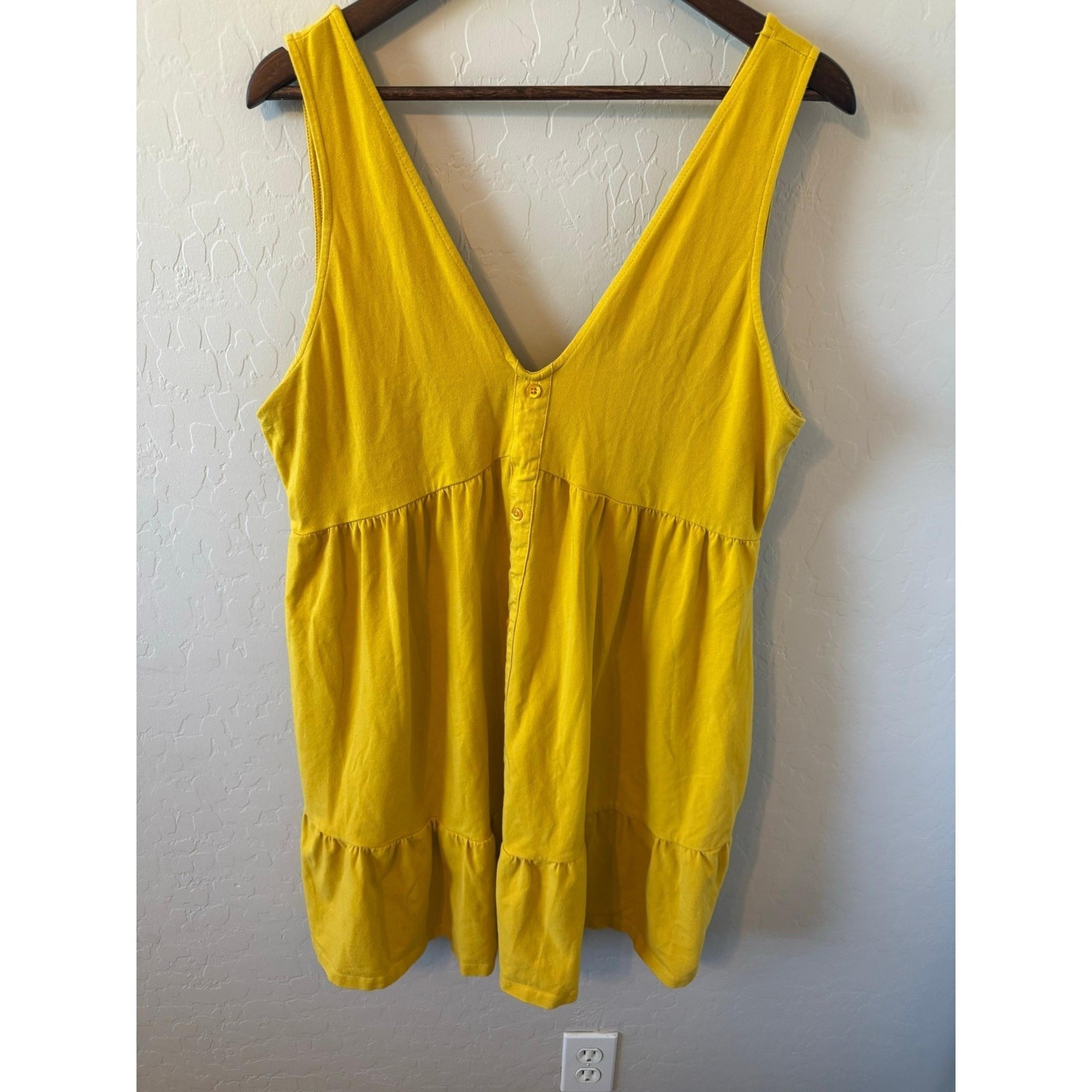 ASOS DESIGN Yellow A-Line Tank Dress | Size 14 | Faux Button Front | Midi Length