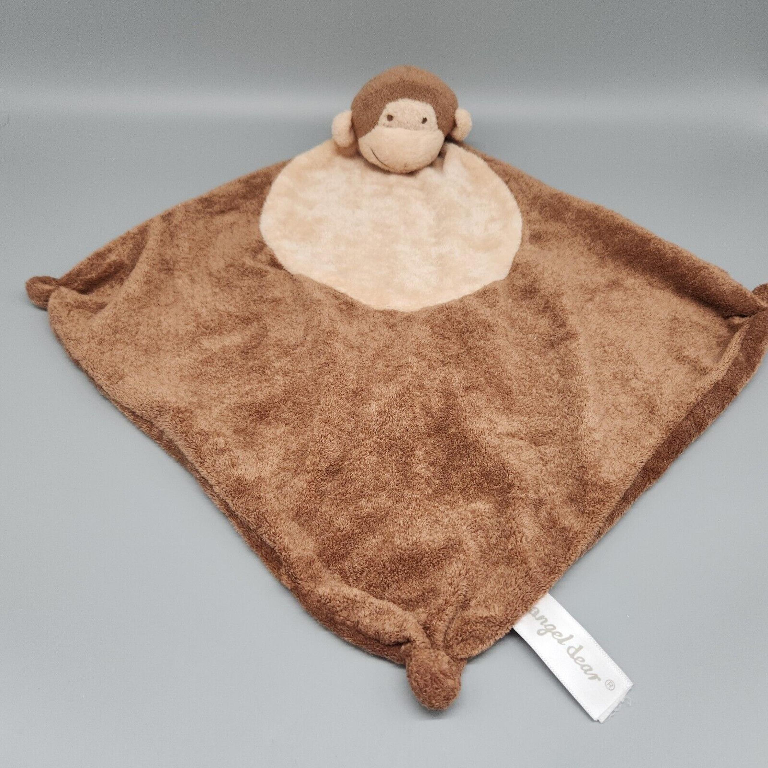 Angel Dear Monkey Security Blanket Baby Lovey Brown Tan Plush Soft Toy Animal