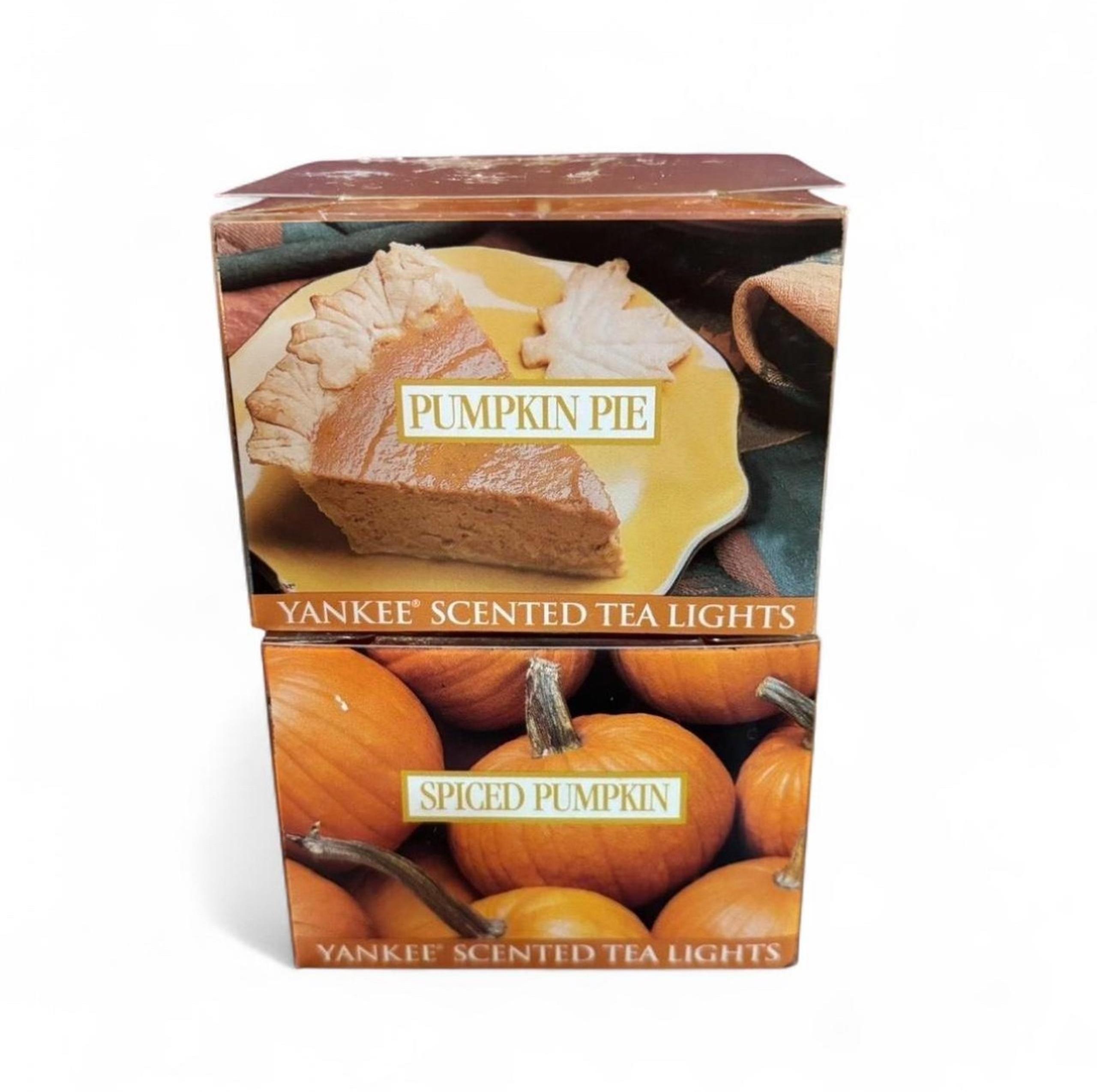 Yankee Candle Tealight Lot of 2 PUMPKIN PIE & SPICED PUMPKIN & SPICED APPLE