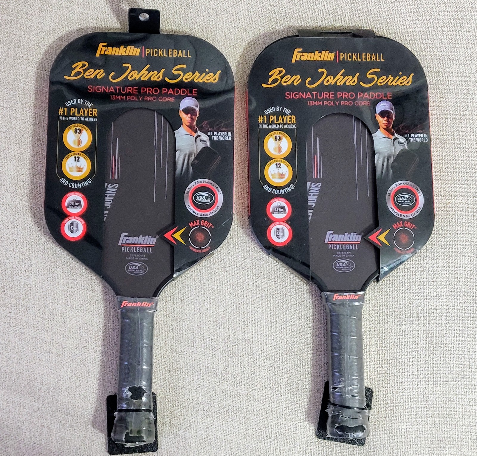 2 x Franklin Pickleball Ben Johns Signature Pro Paddles - 13mm