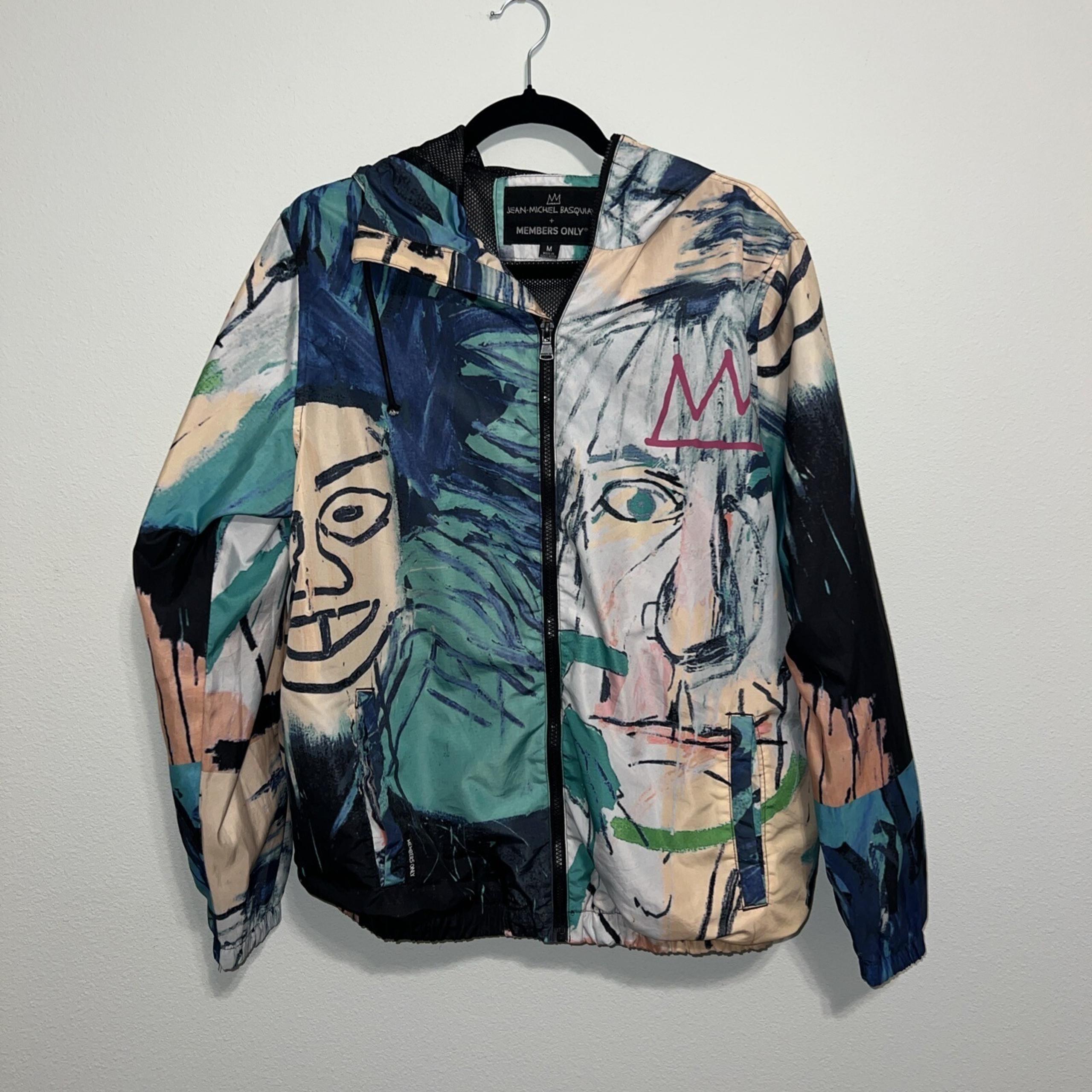 MEMBERS ONLY Jacket Mens M Jean Michel Basquiat Anorak Windbreaker Hooded