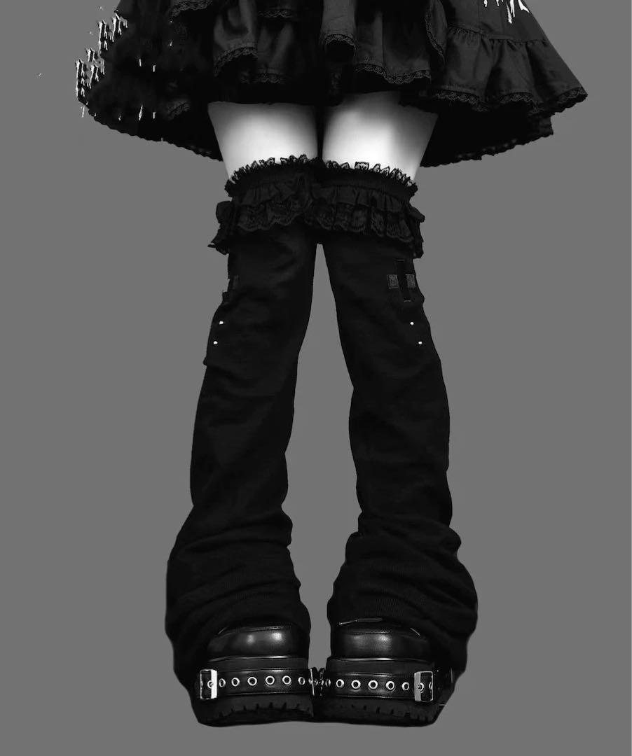 DimMoire × AVENCHUMU Knee-High Leg Warmers Black