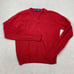 Vintage Lord & Taylor Red Lambswool V-Neck Sweater Mens Large Classic Knitwear
