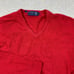 Vintage Lord & Taylor Red Lambswool V-Neck Sweater Mens Large Classic Knitwear