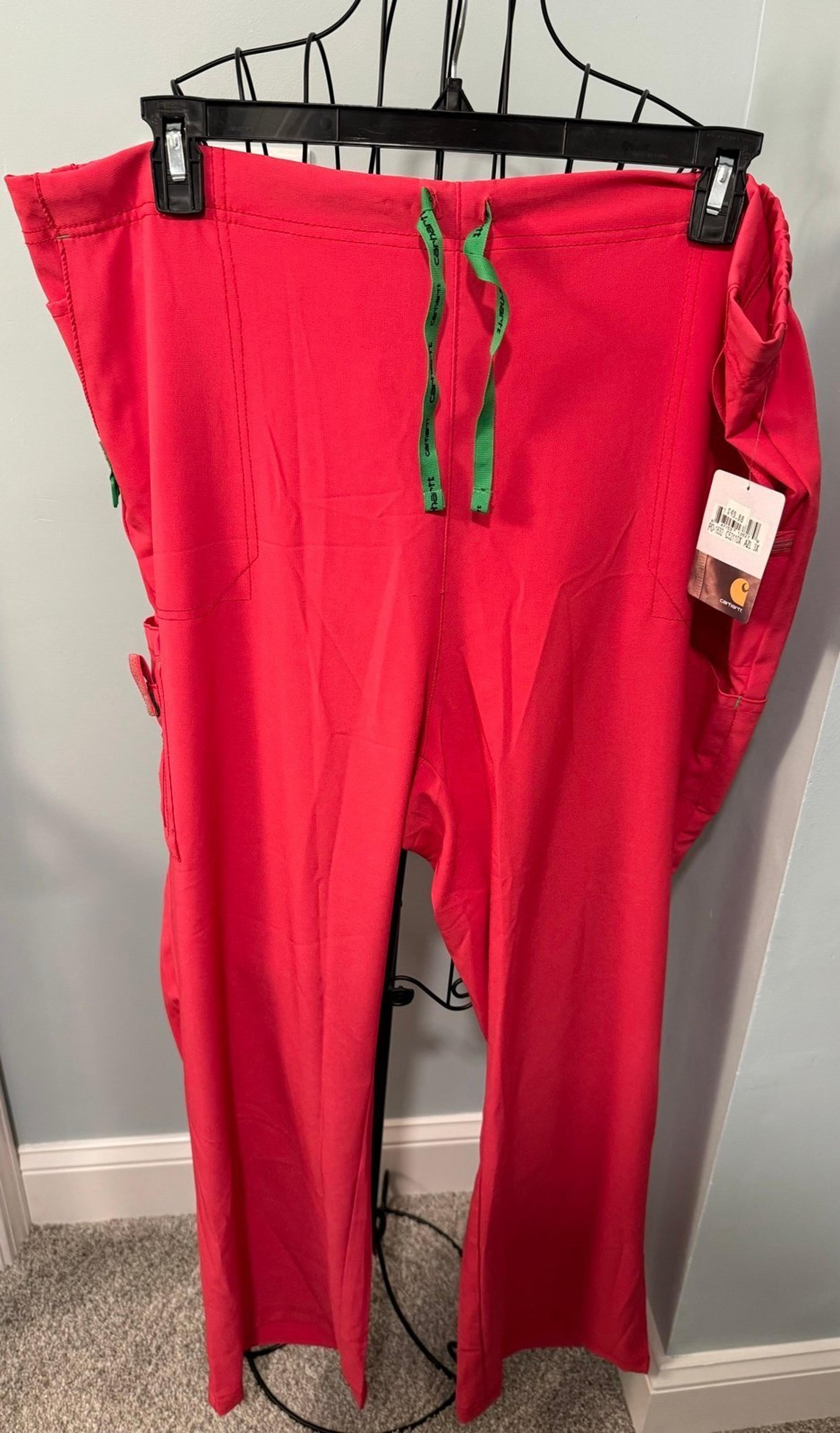 NEW Carhartt Women Ladies Azalea Hot Pink Cargo Scrub Pants Bottoms 3X 3XL FLAW