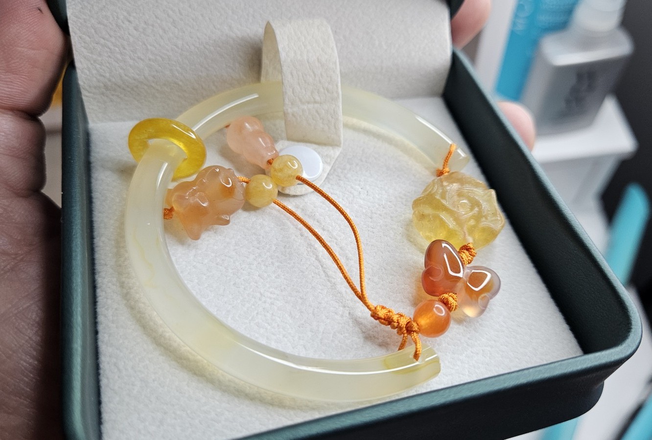 Kawaii Yellow Jade Custom Half-Bangle