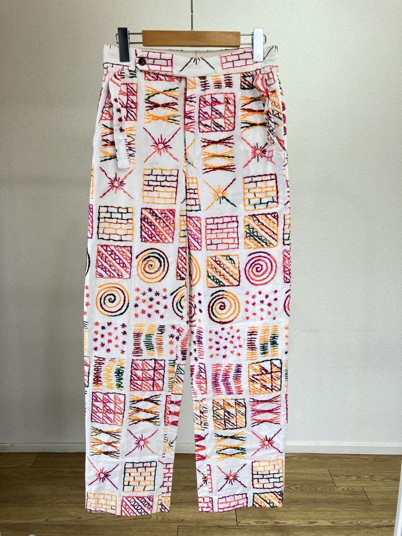 New Bode Doodle Stitch Trousers Embroidered Pants
