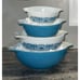 Vintage Pyrex Horizon Blue Set of 4 Cinderella Mixing/Nesting Bowls 441-444 VGC