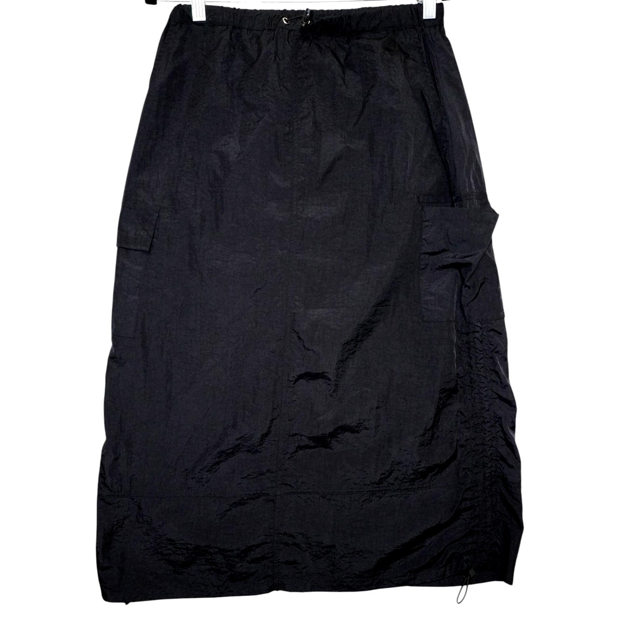 West of Melrose Nylon Utility Midi Skirt  S  Cargo Pocket & Ruched Side Y2K