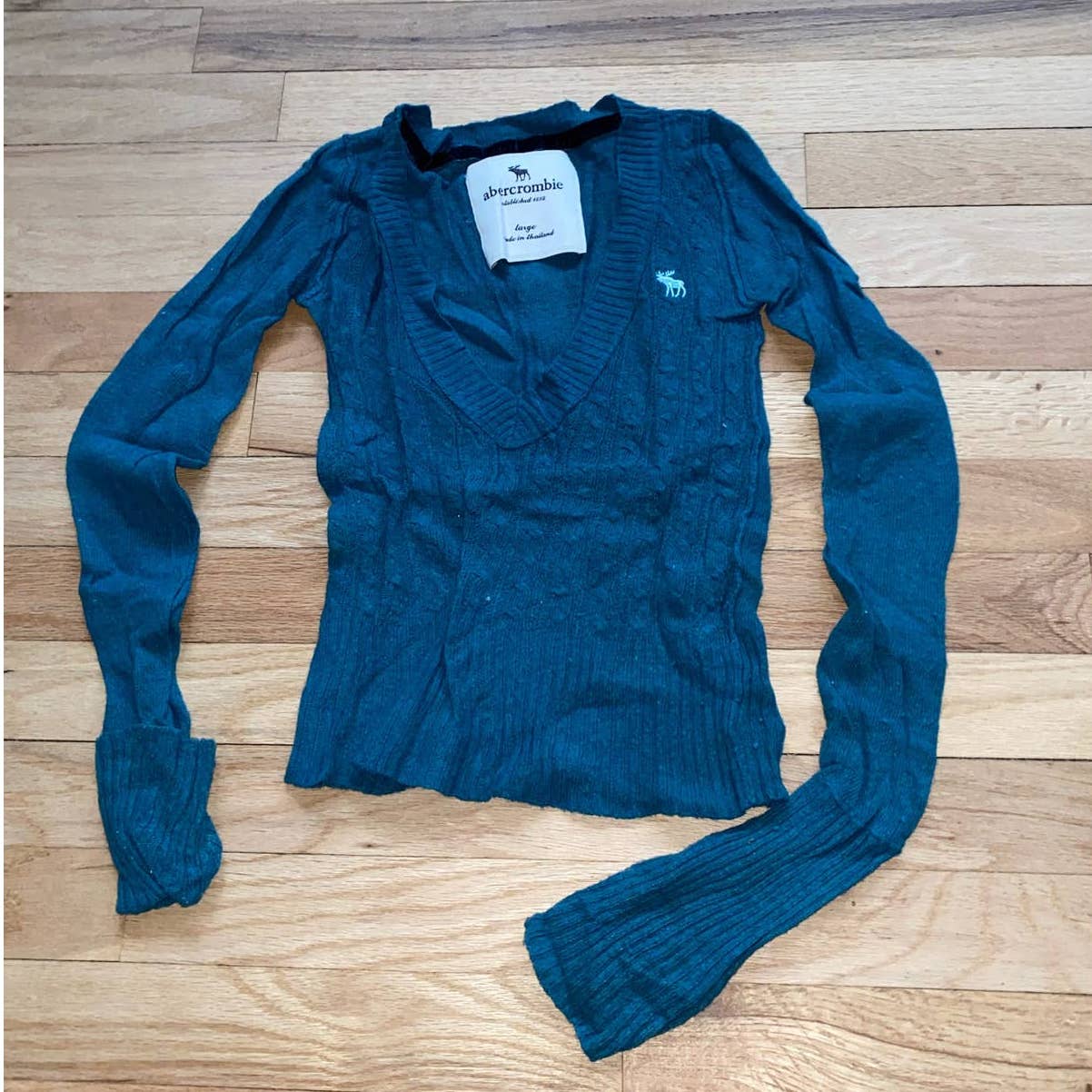 Vintage Abercrombie Blue Angora V-Neck Knit Sweater