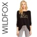 WILDFOX COUTURE GOLD CRESTED WILDFOX LOGO BLACK LONG SLEEVE LIGHTWEIGHT SHIRT XS