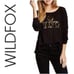 WILDFOX COUTURE GOLD CRESTED WILDFOX LOGO BLACK LONG SLEEVE LIGHTWEIGHT SHIRT XS