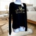 WILDFOX COUTURE GOLD CRESTED WILDFOX LOGO BLACK LONG SLEEVE LIGHTWEIGHT SHIRT XS