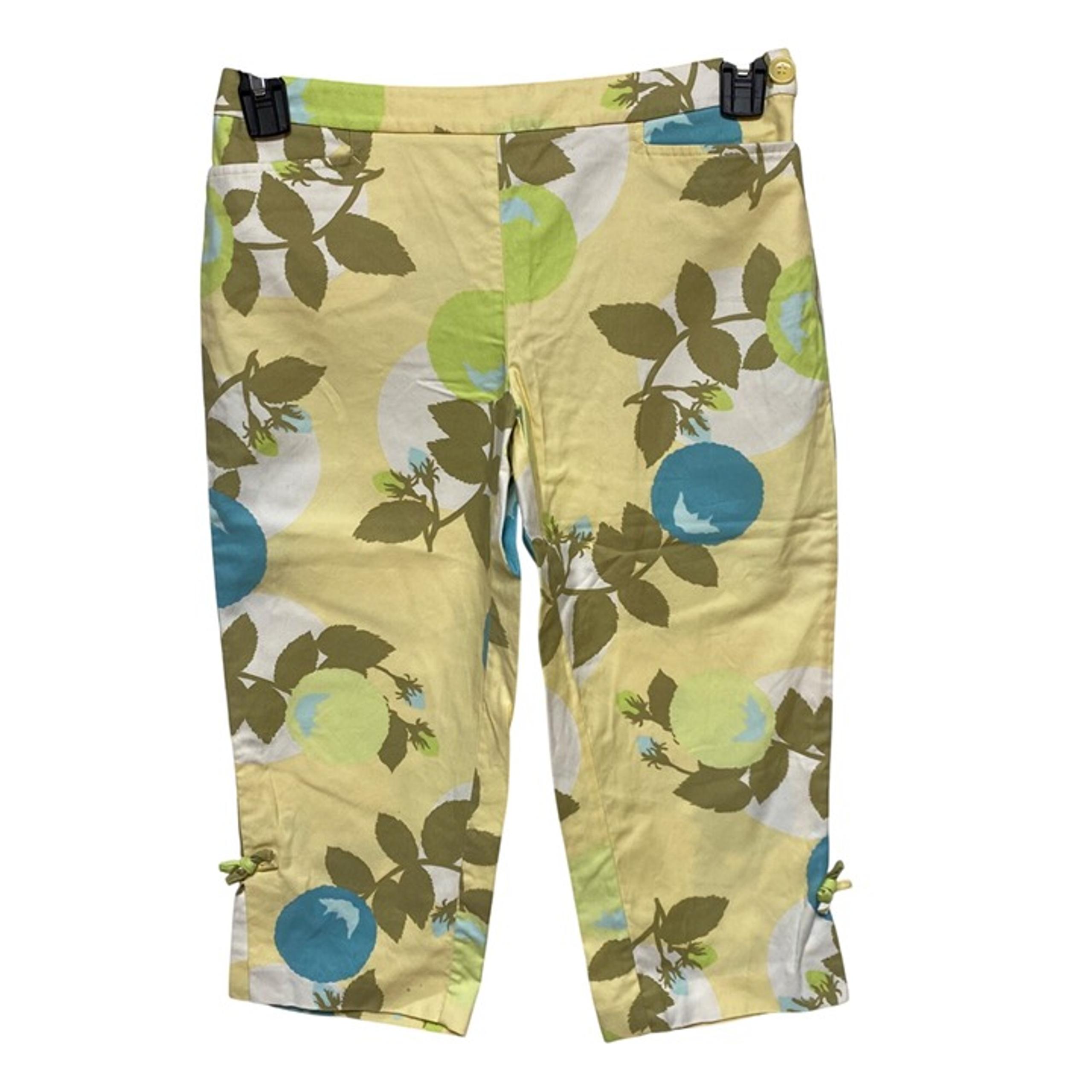 Ann Taylor Loft Stretch Capri Pants Yellow Floral Print Cotton Blend 4P