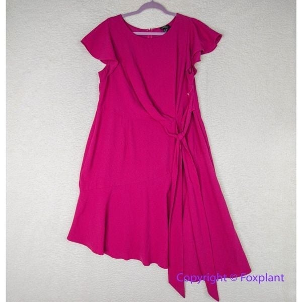 Adrianna Papell barbie Pink Azalea Divine Crepe Asymmetric midi Dress, 14W