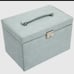 Jewelry case, NWT, light blue jewelry box with lock, mirror, handles