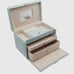 Jewelry case, NWT, light blue jewelry box with lock, mirror, handles