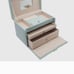 Jewelry case, NWT, light blue jewelry box with lock, mirror, handles