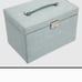 Jewelry case, NWT, light blue jewelry box with lock, mirror, handles