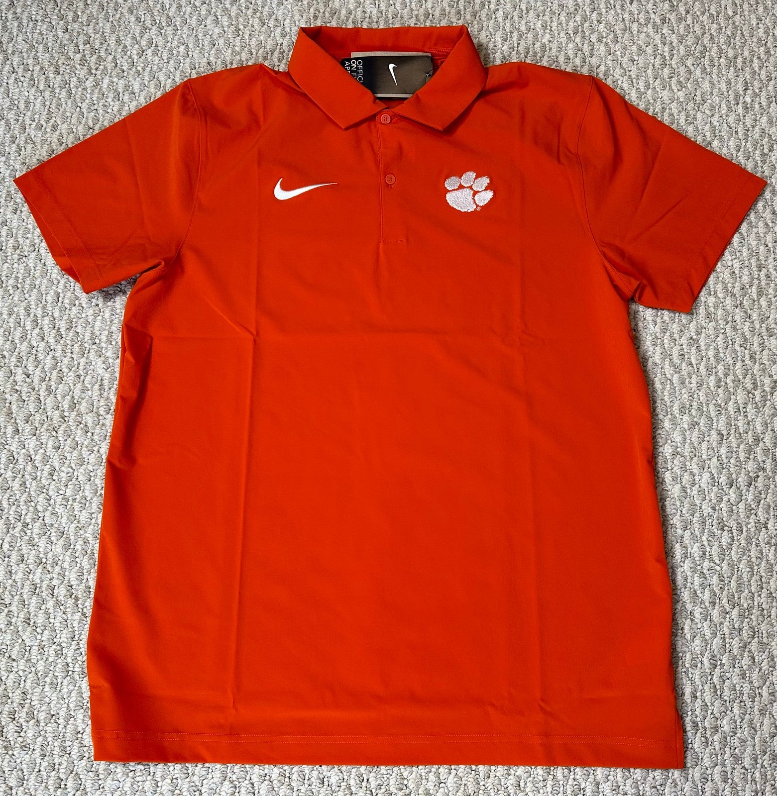 Nike Clemson Tigers Dri Fit Orange On Field Polo Shirt Men’s Large MSRP80 NEW