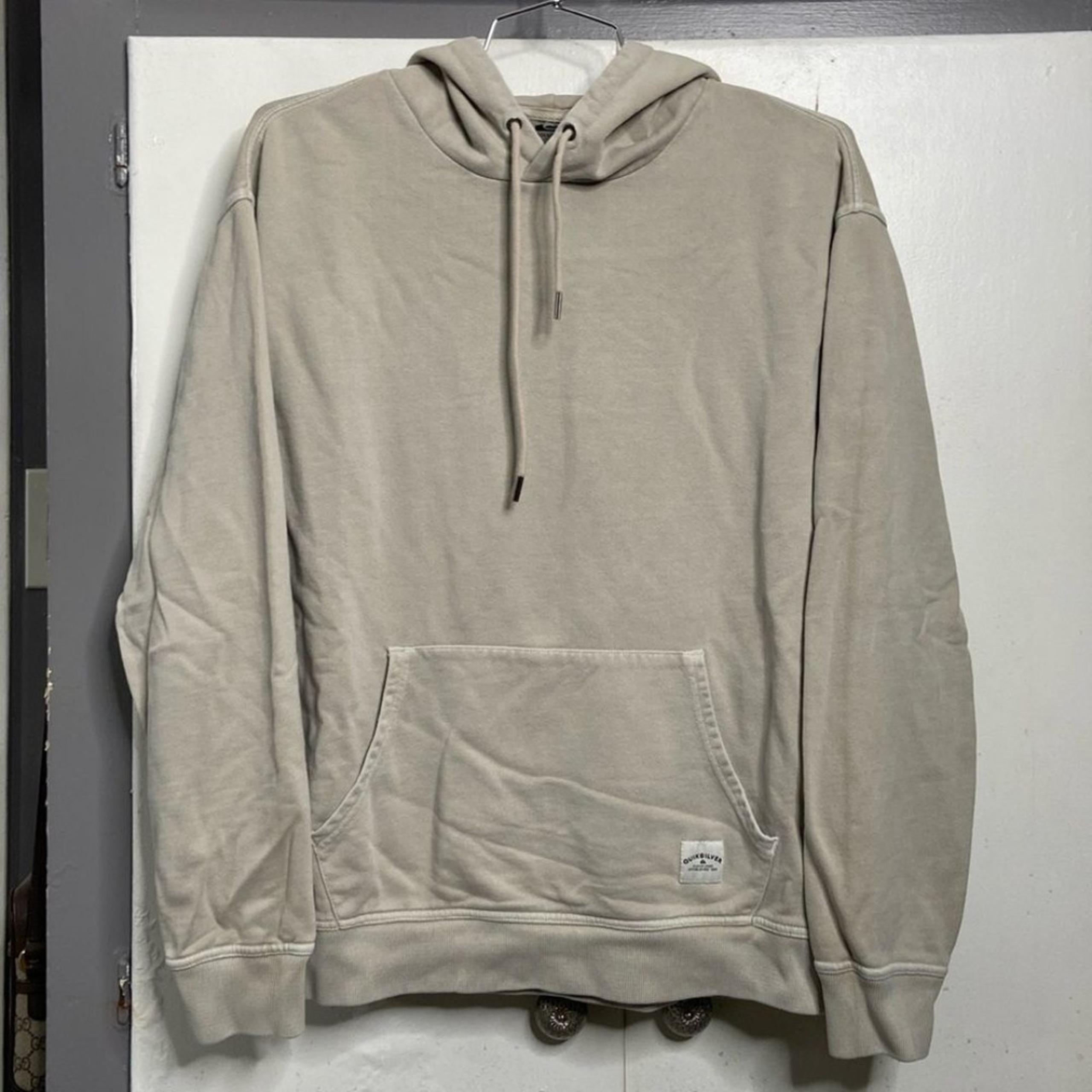 quiksilver men basic beige sweatshirt hoodie medium