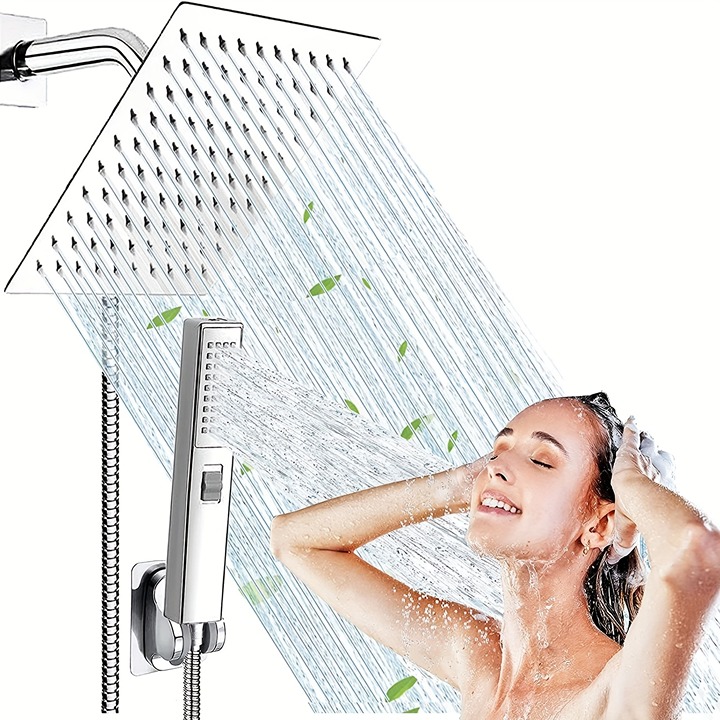 silver with a 6 High Pressure Rain Shower Head bathroom sets full set -lbl4