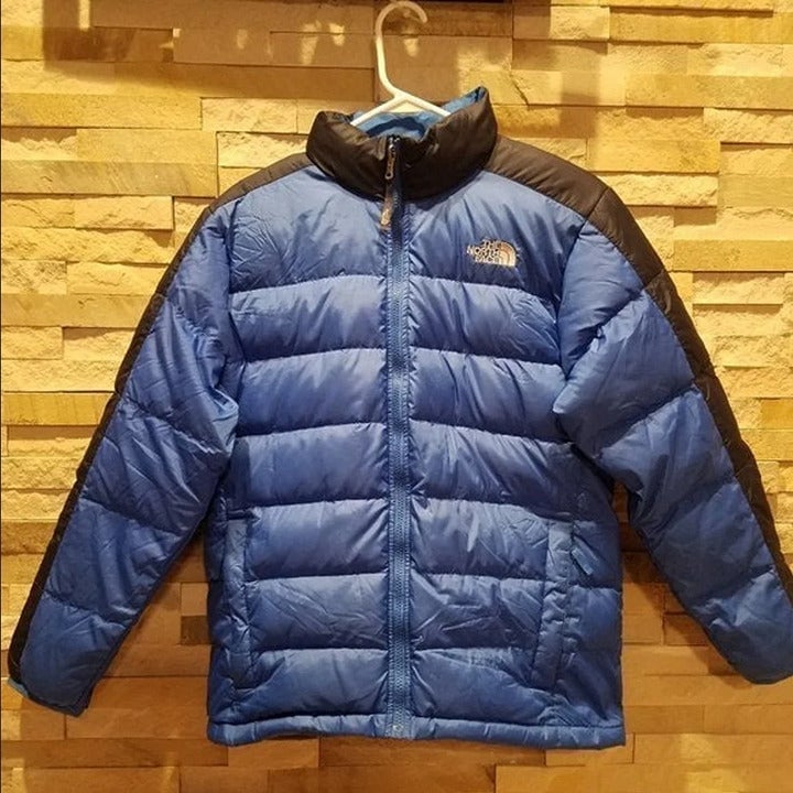 North Face Mens Small Blue Puffer Jacket 550 Goose Down Winter Puff Coat