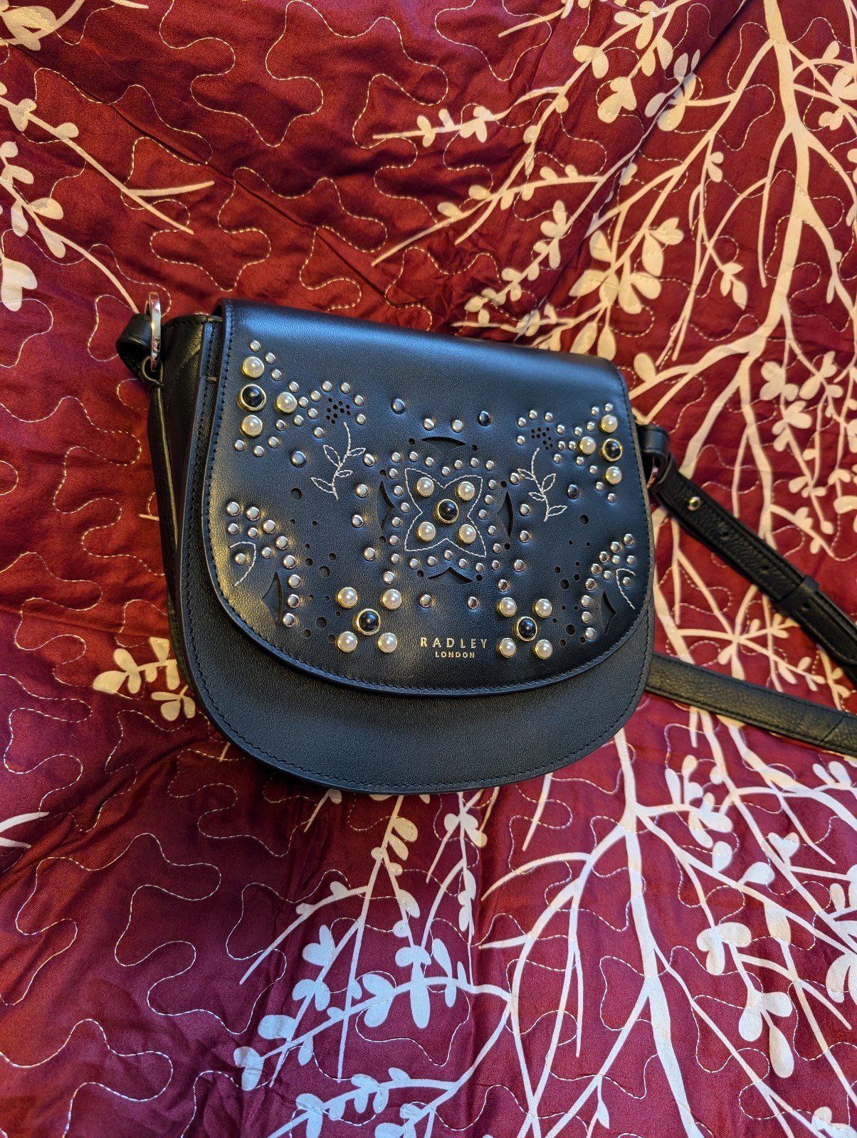 Radley London leather stud crossbody 7 by 8 .5