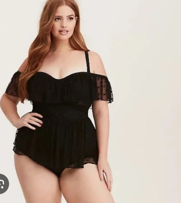 TORRID Polka Dot Mesh One Piece Swimsuit 4XL