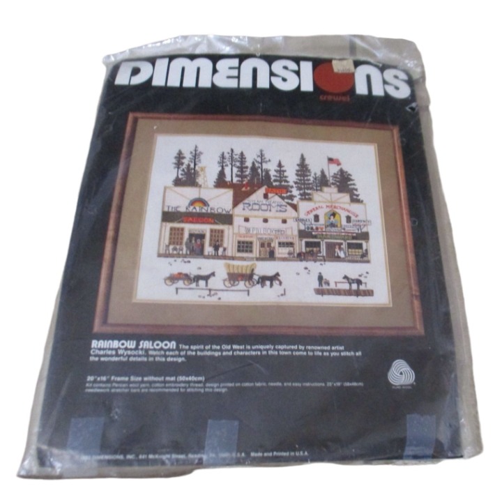 Dimensions Rainbow Saloon Crewel Pattern Wysocki NO needle or thread 20 x16