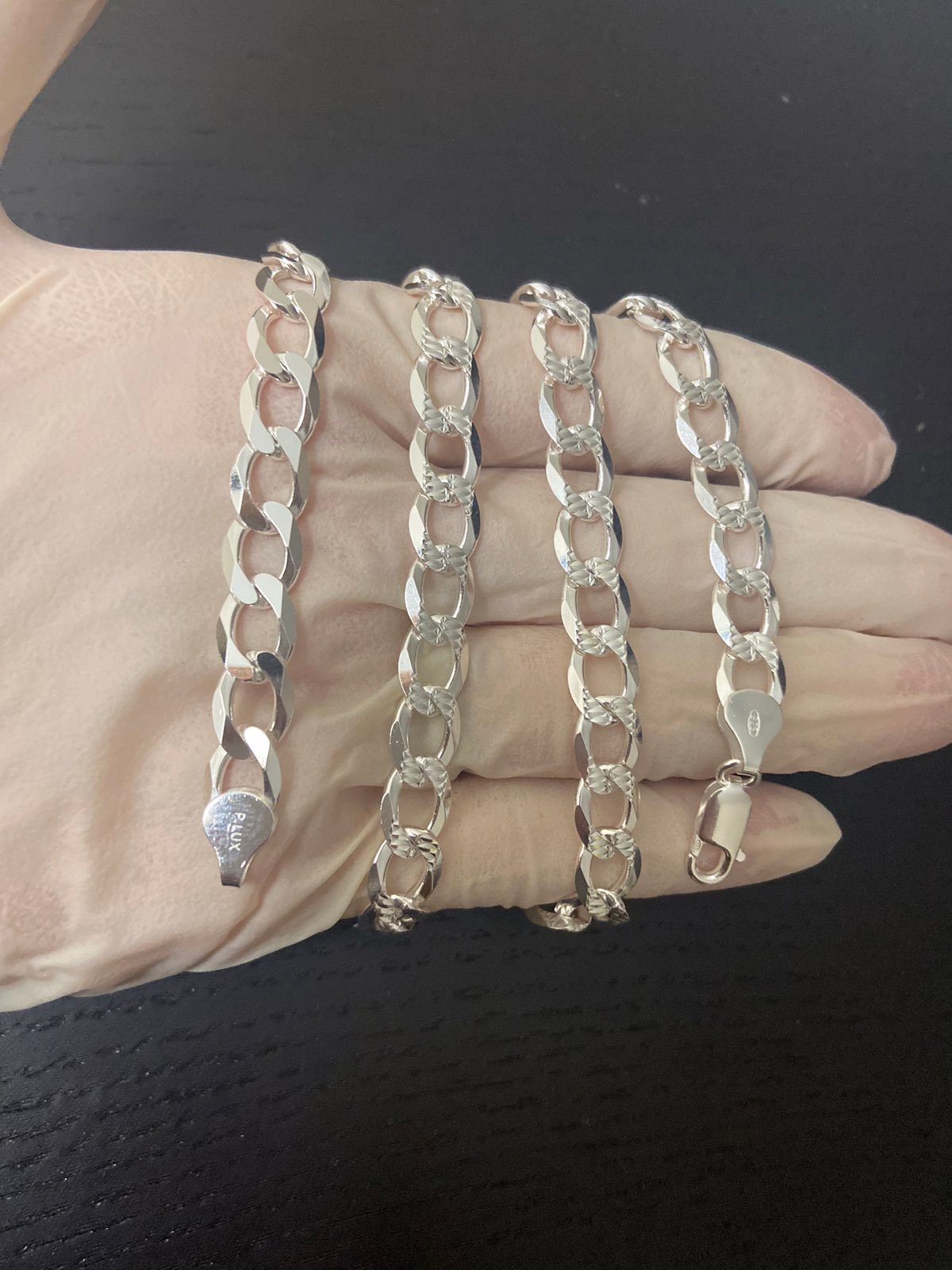 14k white gold diamond cut cuban chain