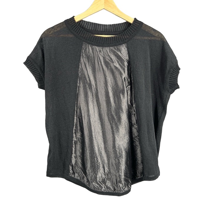 Cora Groppo Womens Top Black Metallic Sheer Short Sleeve Edgy Designer Size S/M?