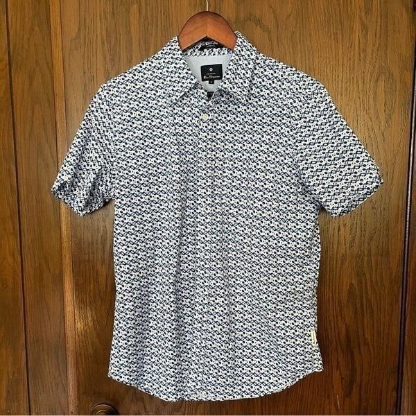 Ben Sherman Light Blue Block Geo Pattern Short Sleeve Shirt