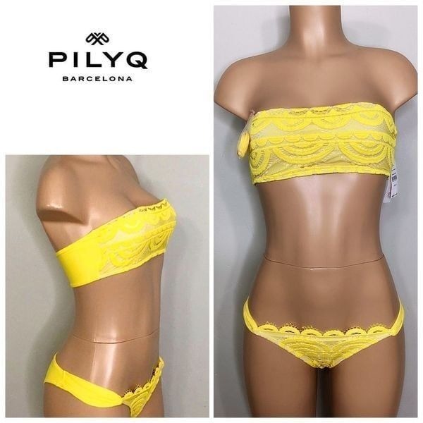 PILYQ gold lace bikini. NO STRAPS. Retails 192. Medium