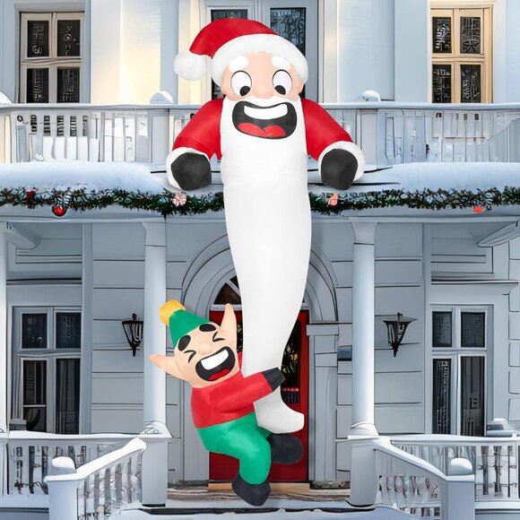 New 6FT Christmas Santa Inflatable LED Light Up Decorations with Hanging Design
