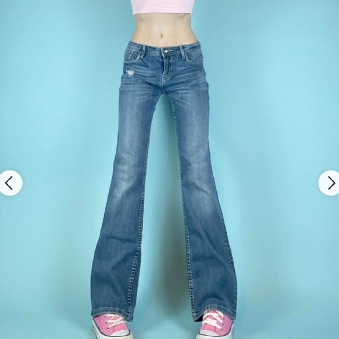 Vigoss Distressed Jeans The Jagger Flare Size 28 Factory Distressed Wide Flare